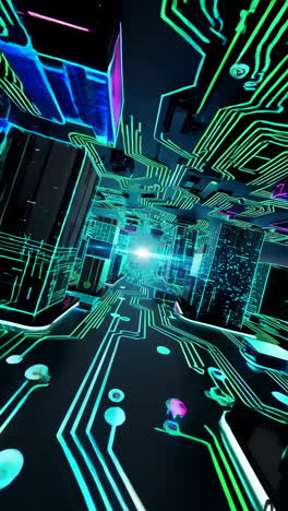 futuristic digital pathway through a circuit city