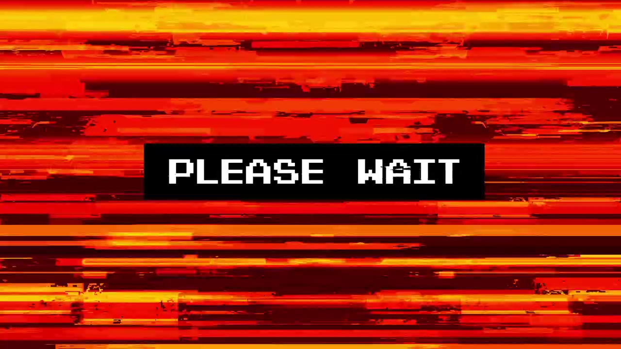 Abstract Digital Glitch Background with Please Wait Message