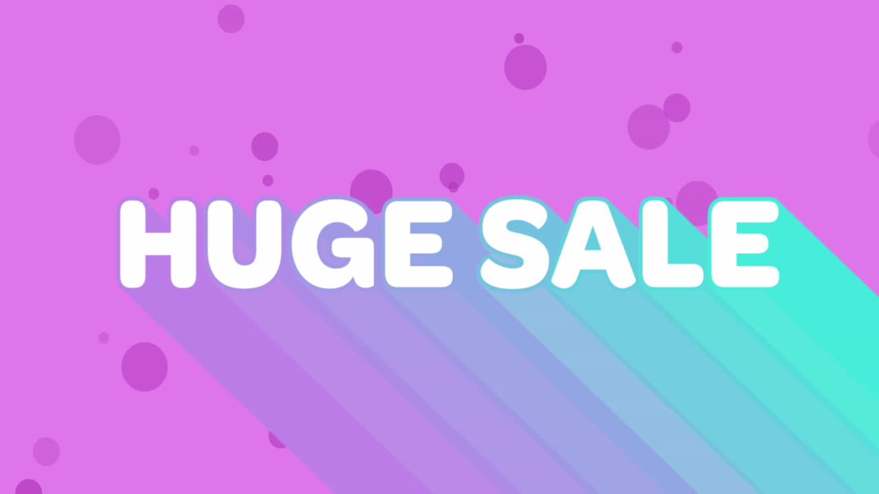 animación de un enorme texto de venta sobre un fondo de patrón vibrante retro
