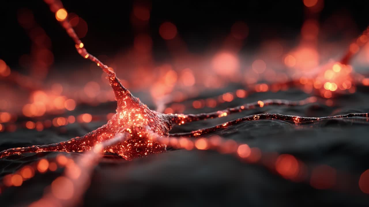 A Close-Up Exploration of Glowing Neurons: Captivating Visuals Highlighting the Intricate Connections and Vibrant Activity of Nerve Cells