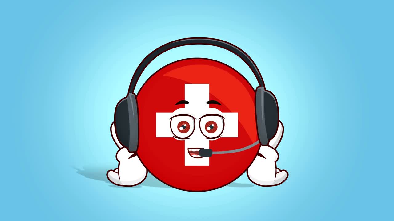 만화 아이콘 스위스 발 얼굴 애니메이션 전화 오퍼레이터 알파 매트