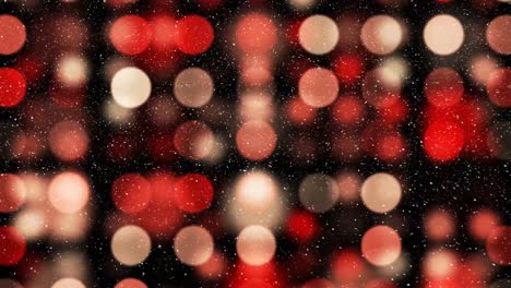 Nieve-Que-Cae-Con-Círculos-De-Navidad-De-Luz-Bokeh