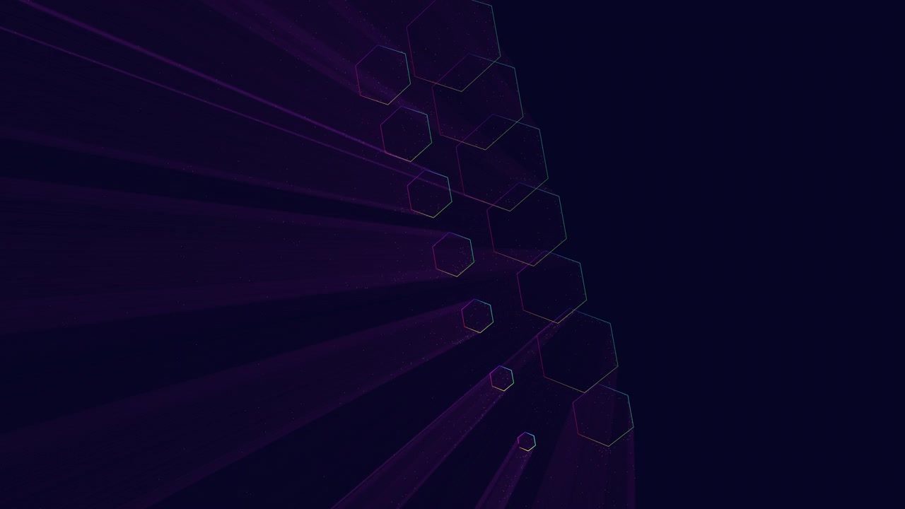 Futuristic hexagons pattern with motion neon rays