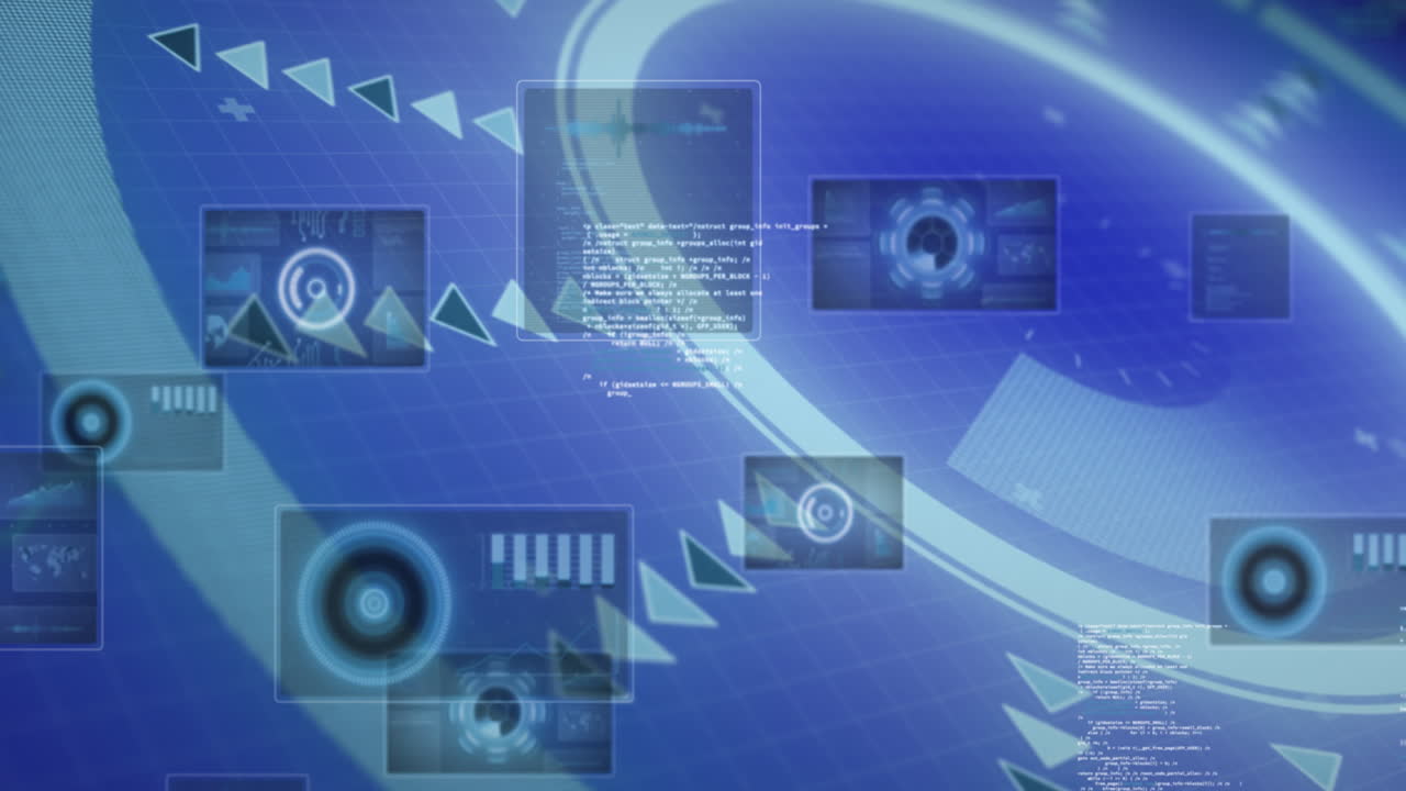 인터페이스에서 범위 스캐닝과 데이터 처리의 애니메이션