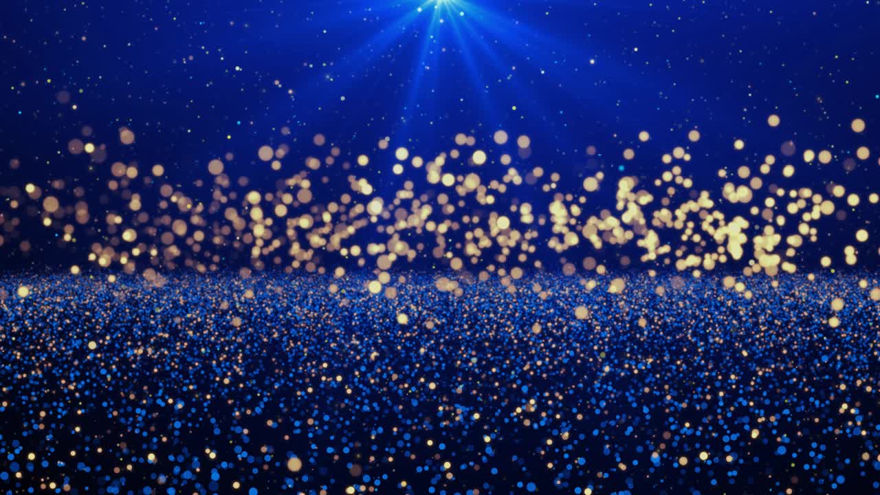 4K 3D 추상적인 파란색 반짝이는 글리터 입자 2024 애니메이션 새로운 모션 배경 조명 플레어