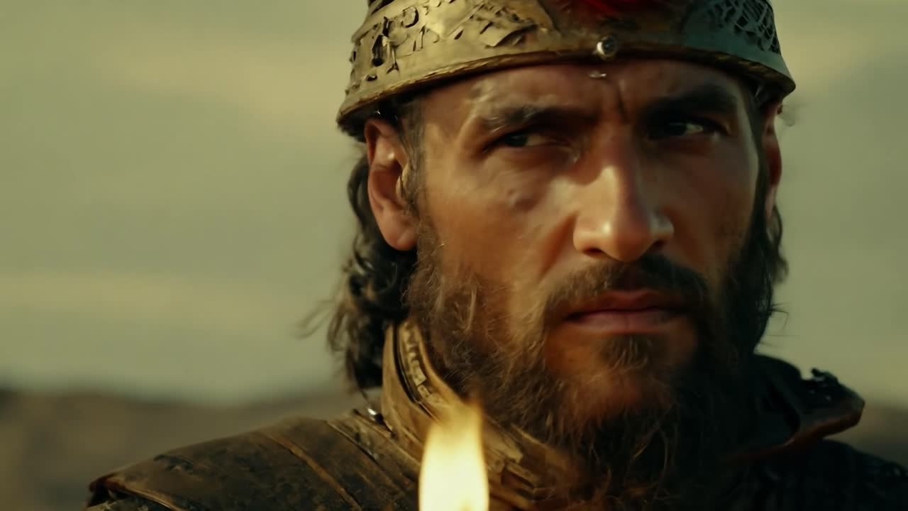 retrato de cerca de un guerrero medieval