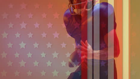 Animation-of-caucasian-american-football-player-and-flag-of-usa