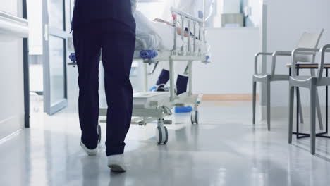 Healthcare,-doctor-and-rush-bed-in-hospital