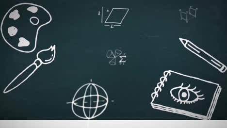 animation of mathematical equations over school icons