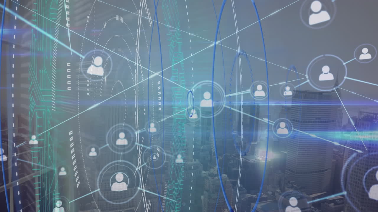 Animation of network of connections over city