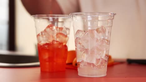 pouring drinks with ice