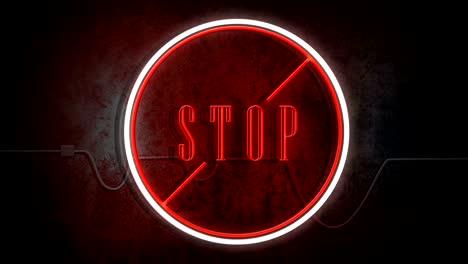 stop sing neon lights on concrete wall