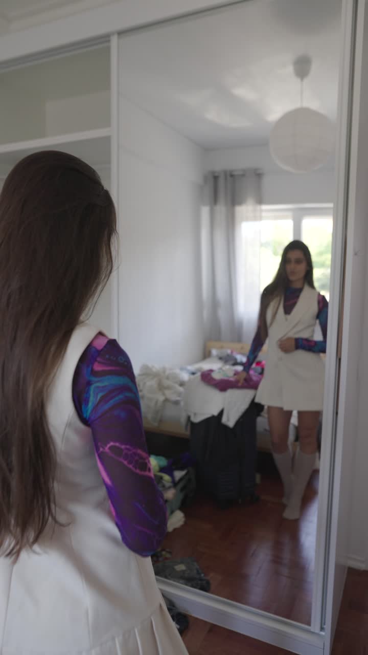 Woman Getting Ready in a Messy Bedroom