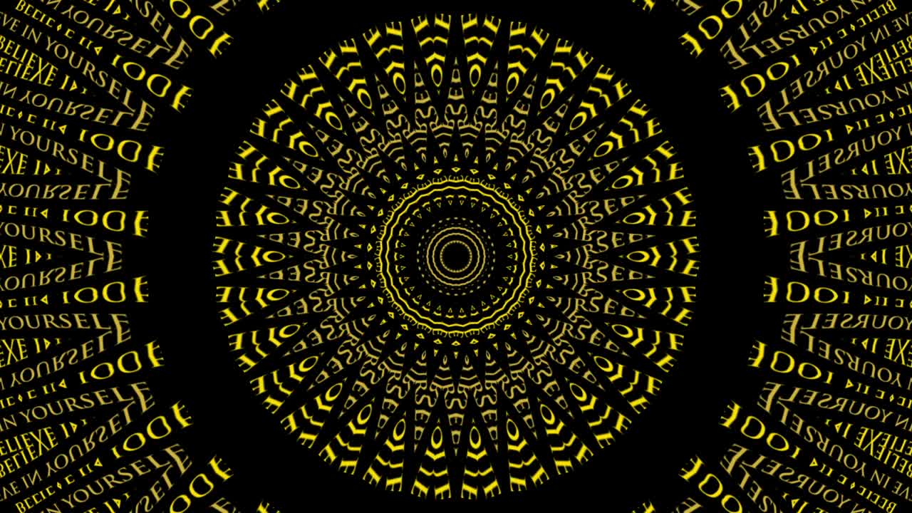 cree en ti mismo caleidoscopio motivacional animación de texto amarillo