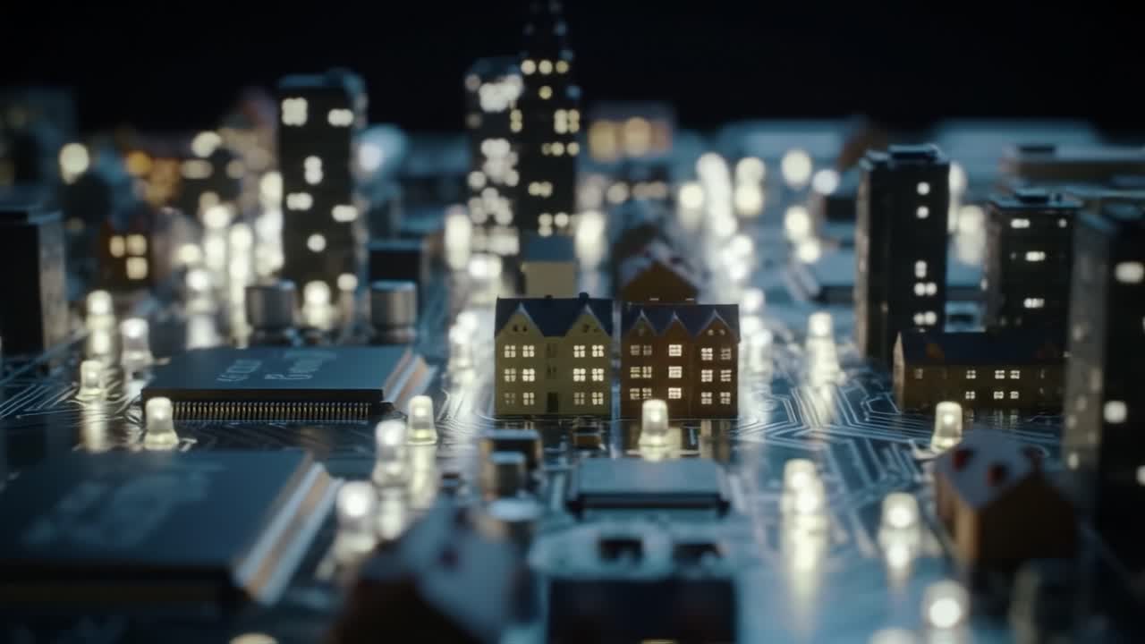 A City Beyond Imagination: Captivating Technology Integrates Urban Elements with Circuitry in a Stunning Visual Experience of Modern Connectivity and Innovation