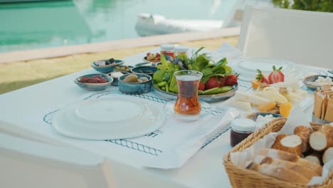 a rich turkish breakfast by the sea