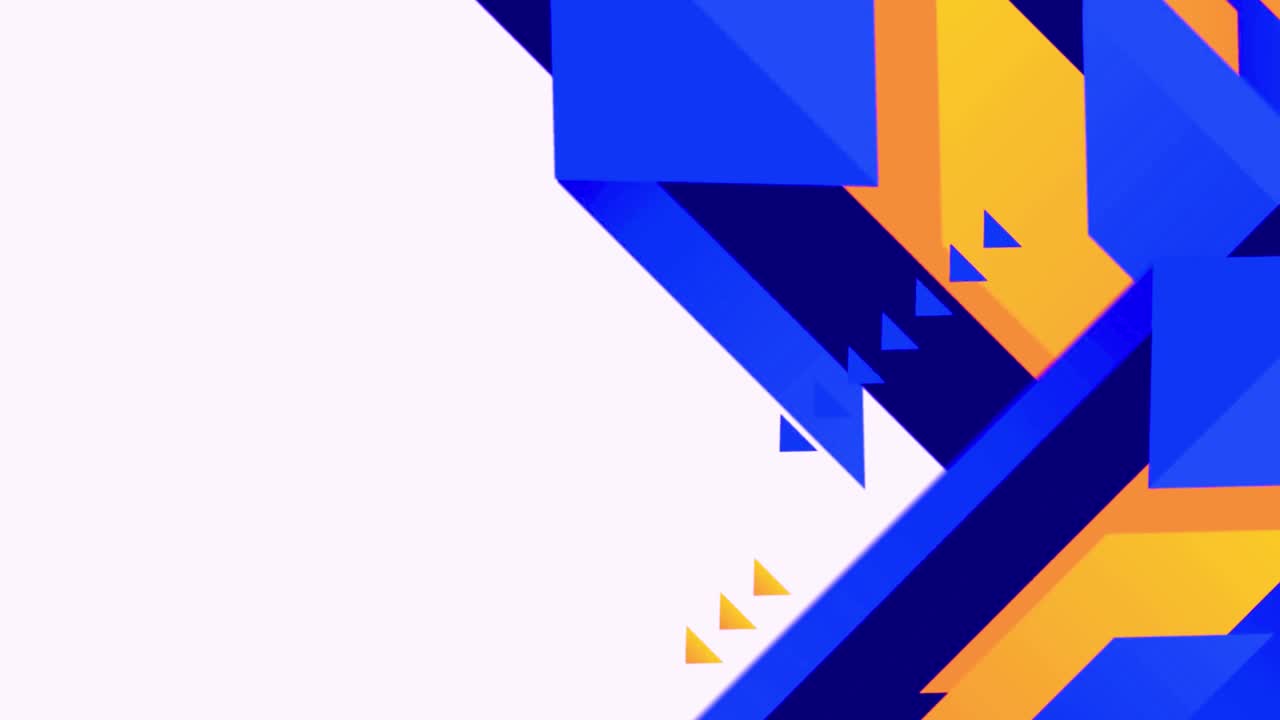 Animation géométrique abstraite dynamique avec des formes bleues et oranges