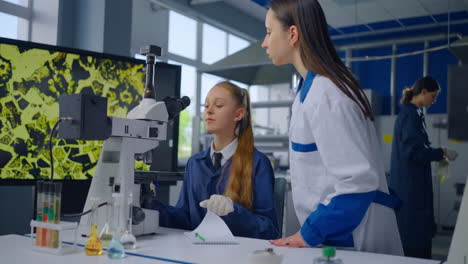 estudiantes de ciencias trabajando en un laboratorio