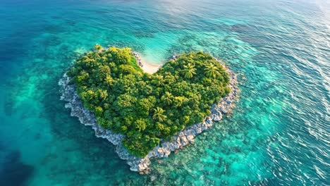 a heart shaped island in the middle of the ocean