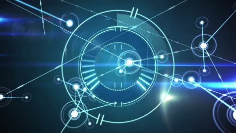 animation of network of connections over scope scanning