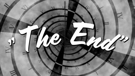 words the end are displayed on clock in the background