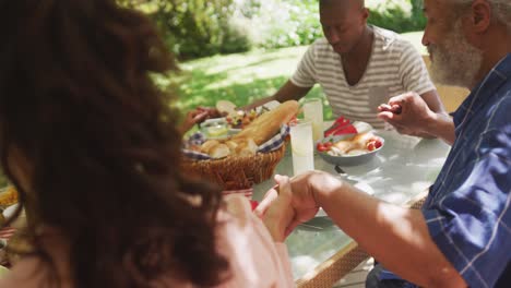 multi-generation african american family spending time in garden together