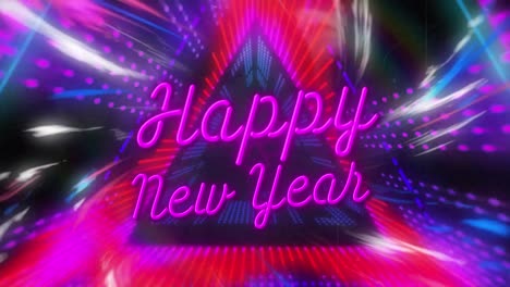 Animation-of-happy-new-year-text-over-tunnel