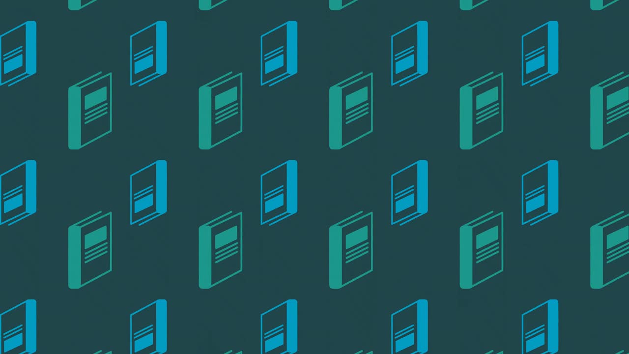 animación de los iconos de los artículos escolares que se mueven sobre un fondo verde