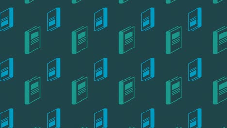 animación de los iconos de los artículos escolares que se mueven sobre un fondo verde