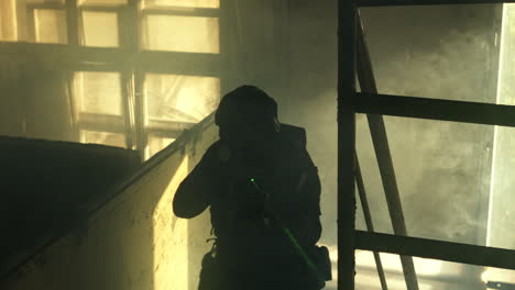silhouette of a soldier in action