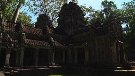 entrance of the ancient ta prohm temple at angkor, siem reap province, cambodia