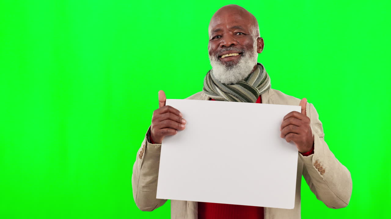 Mockup, green screen e uomo nero anziano