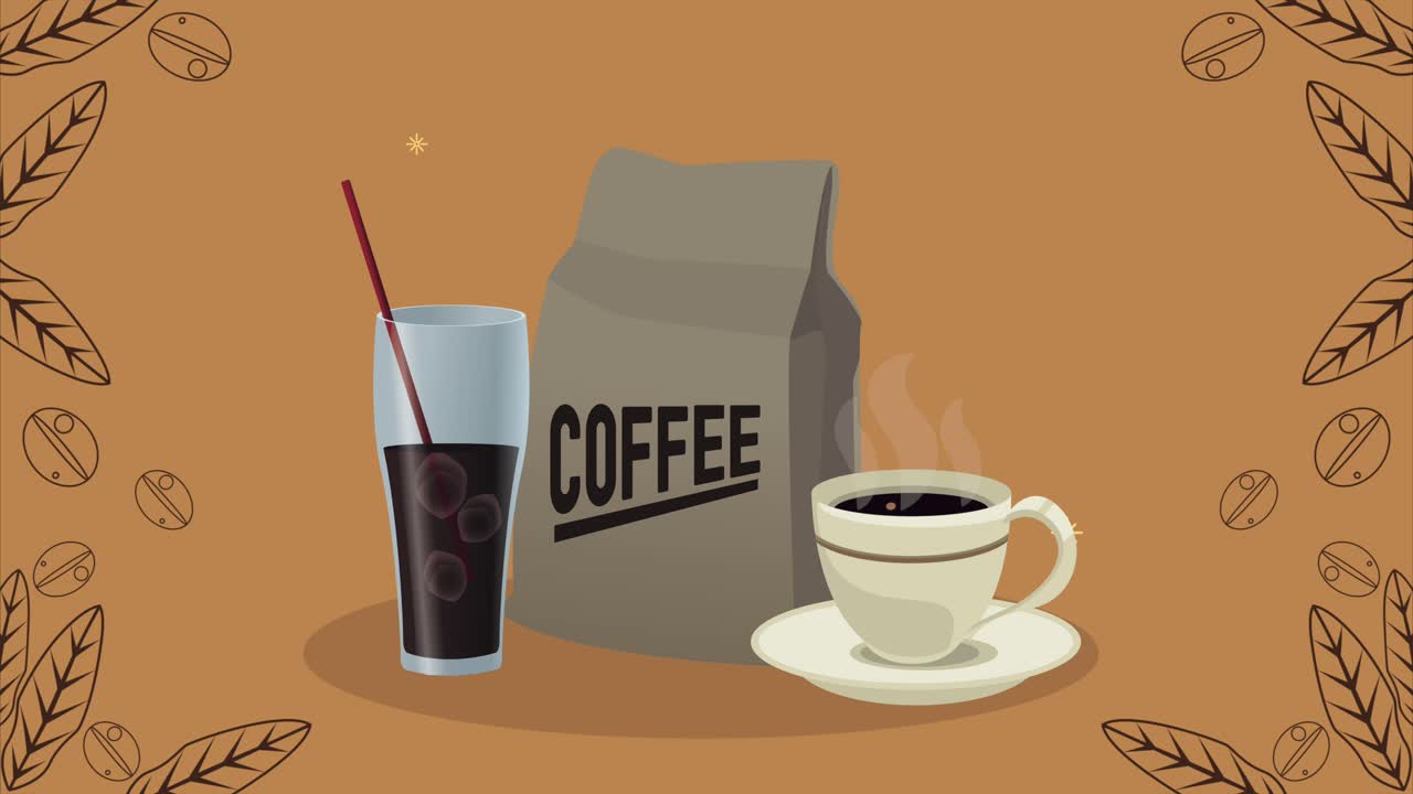 delicious coffee bag and cups