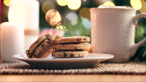 christmas morning, coffee and cookies for holiday