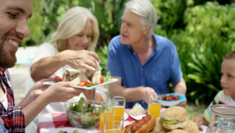 happy family eating together