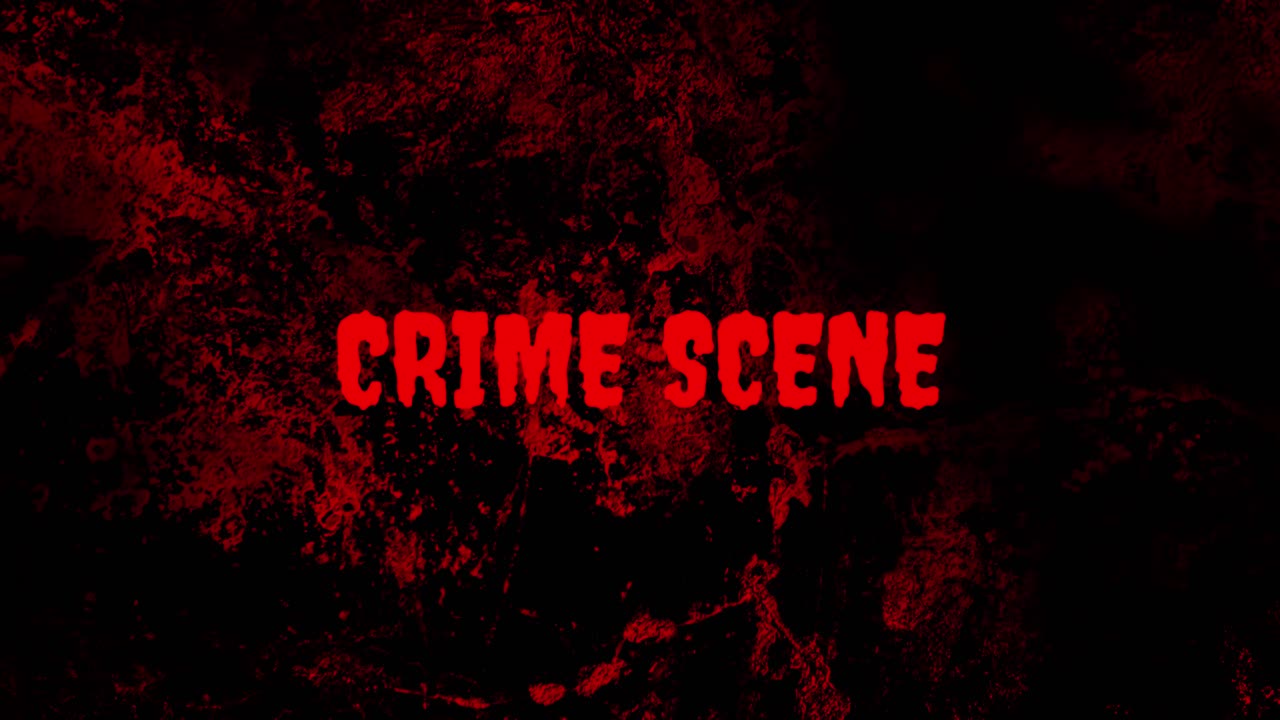 Crime Scene Text on Blood Splatter Grunge Background