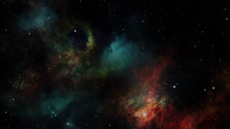 flight through deep space colorful nebula