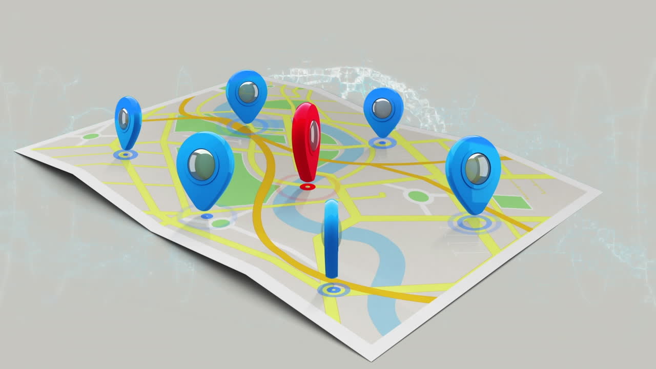 animación del mapa y las marcas de posición sobre el cerebro giratorio sobre un fondo beige