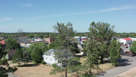 Aerial-Panorama-of-Downtown-Menahga,-Minnesota-During-The-Day