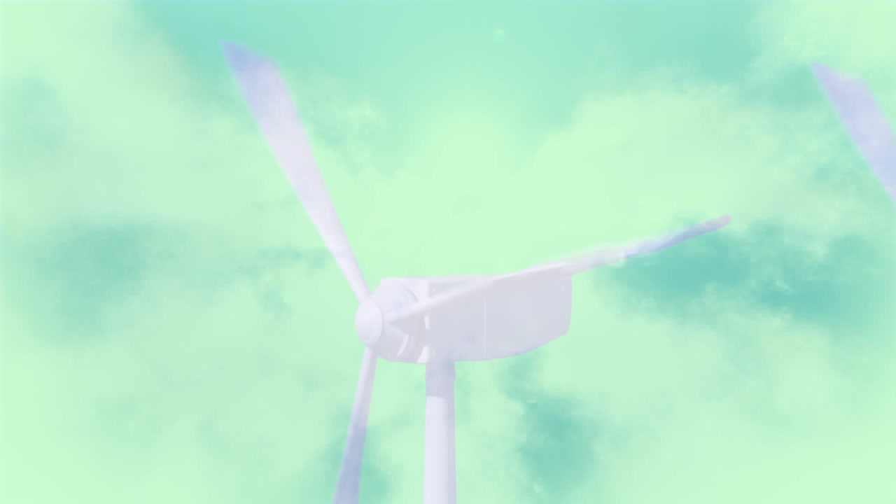 animación de salvar nuestro mundo día de la tierra 22 de abril texto con iconos sobre turbinas eólicas