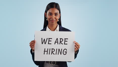 business woman, studio and poster for we are