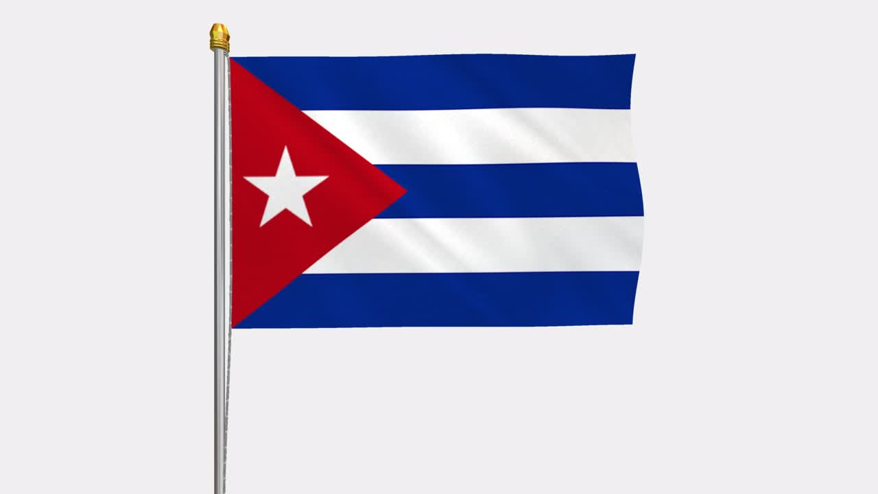 Video in loop della bandiera di Cuba che sventola al vento, video in slow motion 4K, con canale Alpha