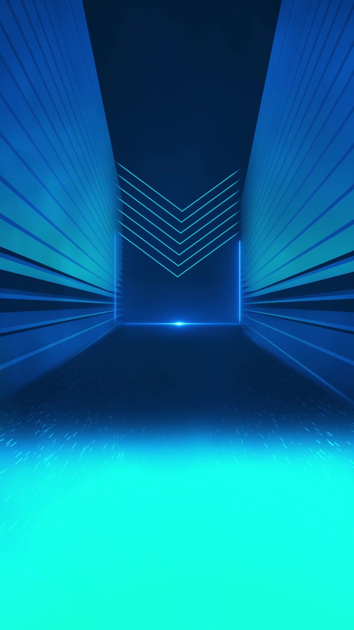 Blue futuristic corridor floor background cyan glowing ground symmetrical wall lines light sci fi