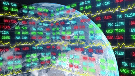 stock market with earth background.
