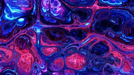 4k en bucle 3d bg. superficie líquida brillante abstracta con un hermoso patrón en ella, desplazar la textura del ruido. cámara estática de vista superior. gradiente líquido rizado abstracto de color o pintura. textura distorsionada.