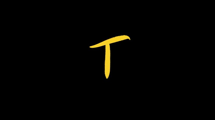 Animated Yellow Letter T on Black Background