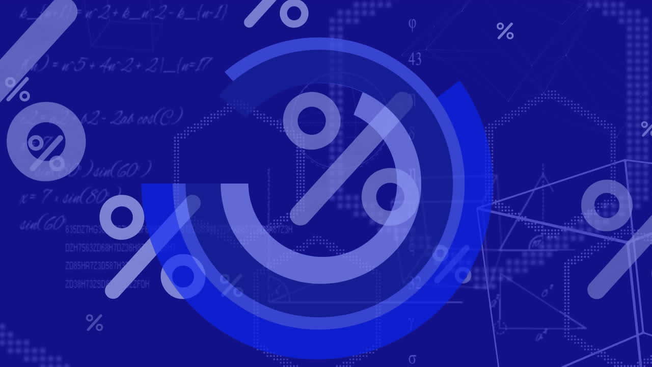 animación del procesamiento de datos financieros sobre un fondo azul.