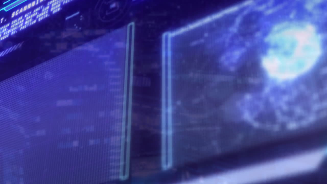 gráficos y animación de análisis de datos sobre el fondo de la interfaz digital