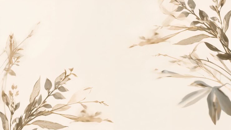 On start swaying botanic foliage drifting inward with leaf fragments on pale paper, framing center