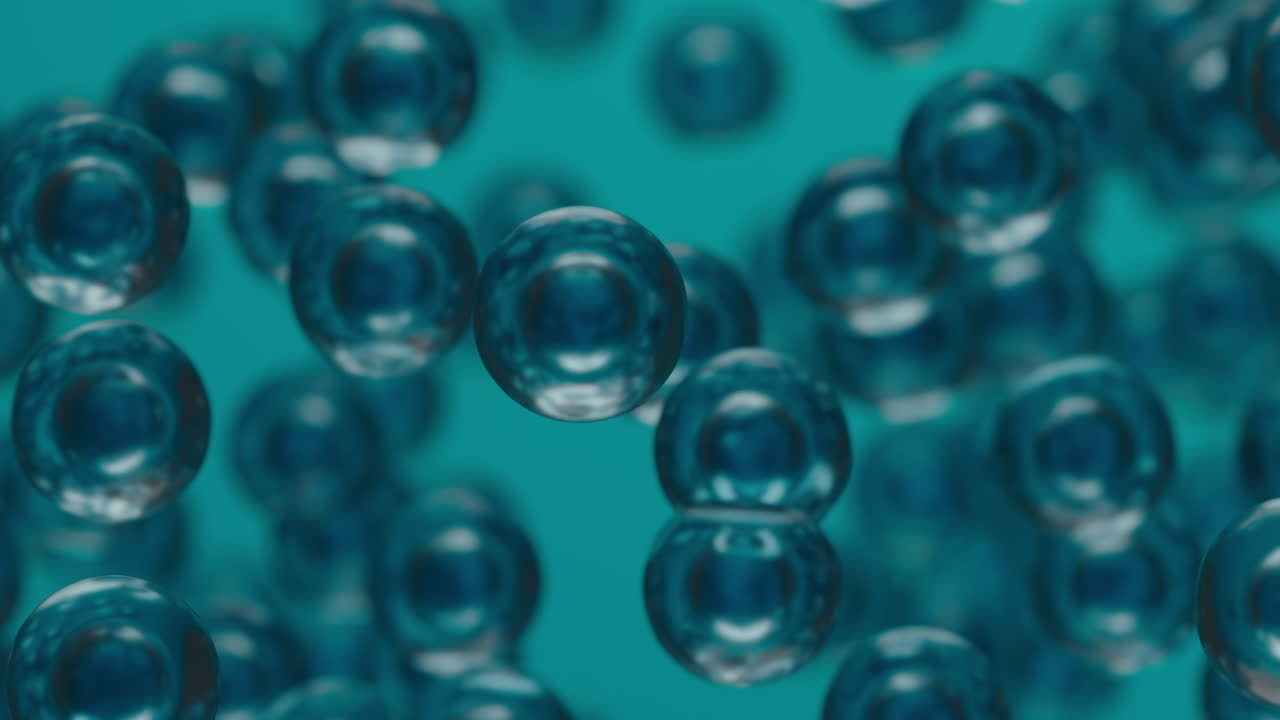Abstract Blue-Green Translucent Spheres Background